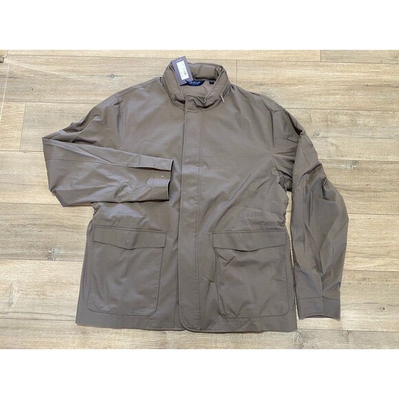 Peter Millar Discovery Mens XL Hooded Water Resistant Birch Brown Stretch Jacket - Picture 1 of 11